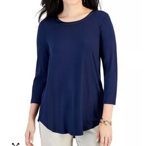 Women's 3/4 Sleeve Scoop Neck Top Size Large JM Collection